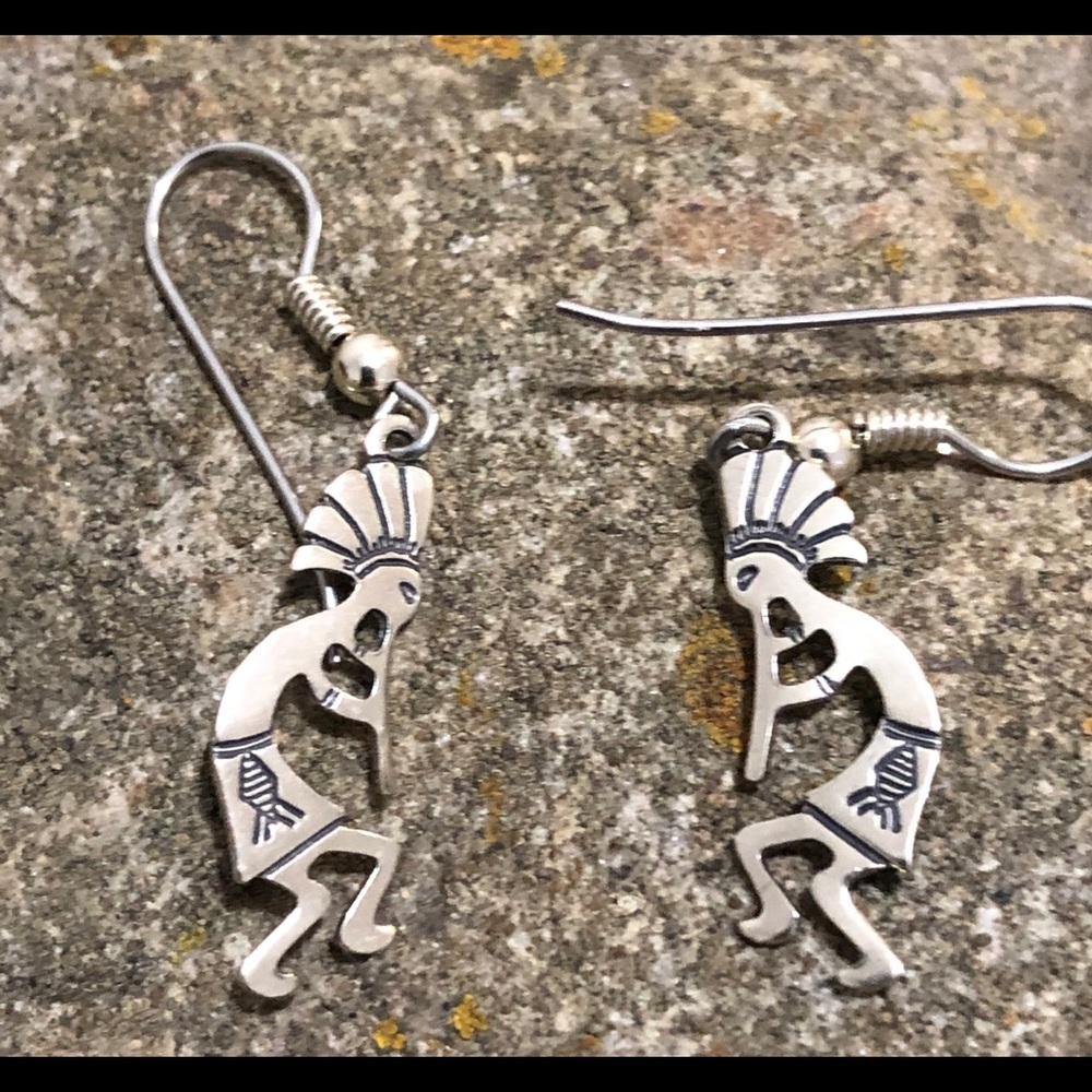 Kokopelli Sterling Drop Navajo Earring Native Amer